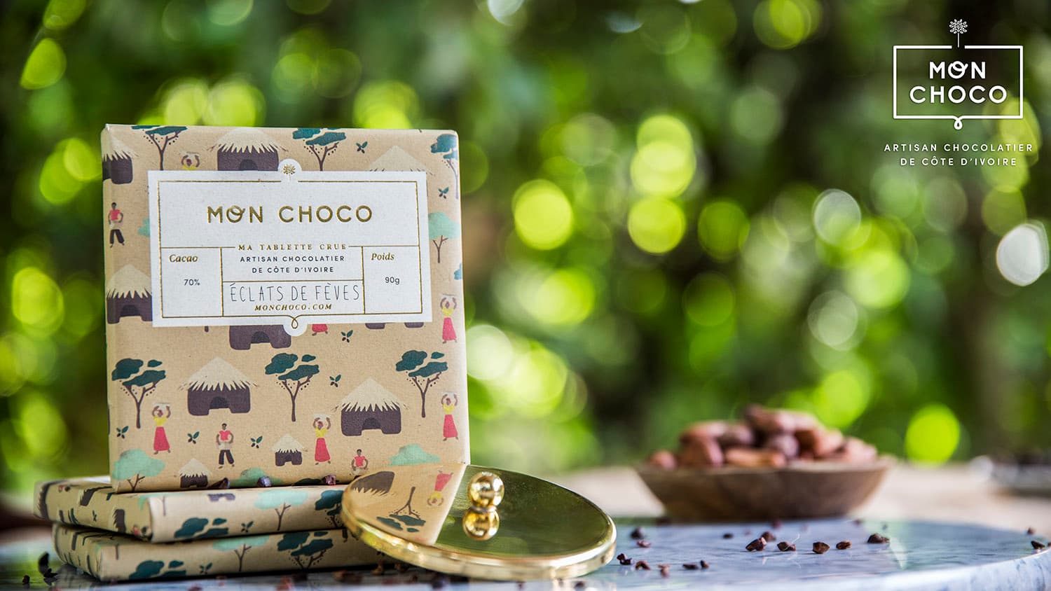 Tablette 90g éclats de fèves de cacao